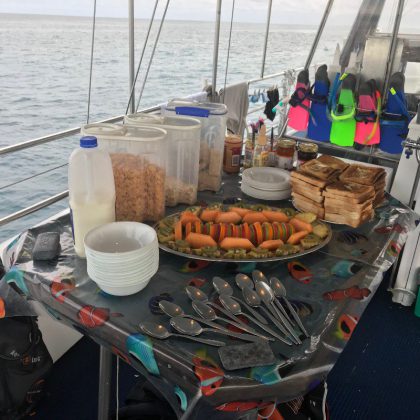 Breakfast onboard Kiana Whitsunday Islands