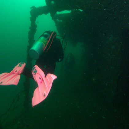Diver on the HMAS Brisbane Shipwreck