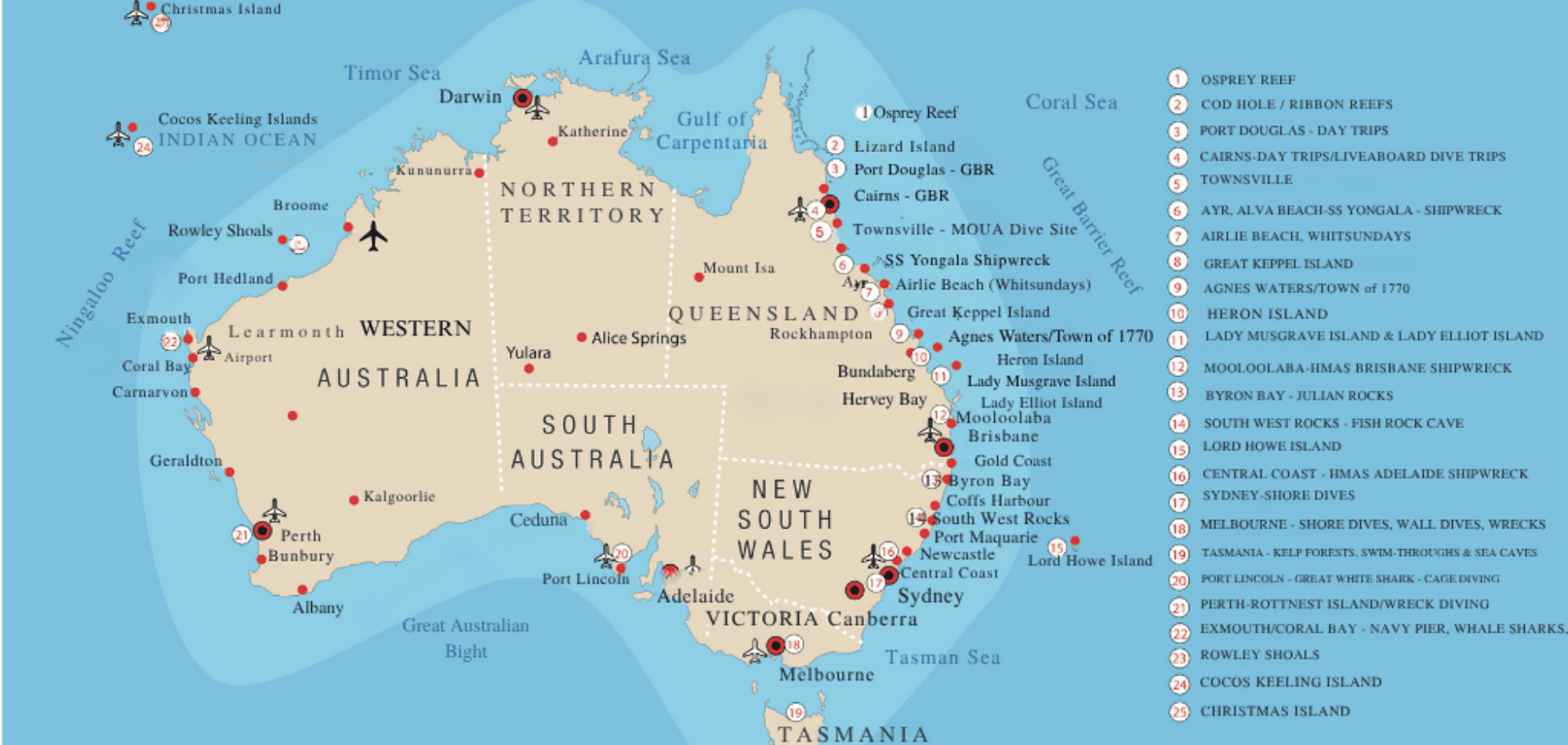 Dive Map of Australia