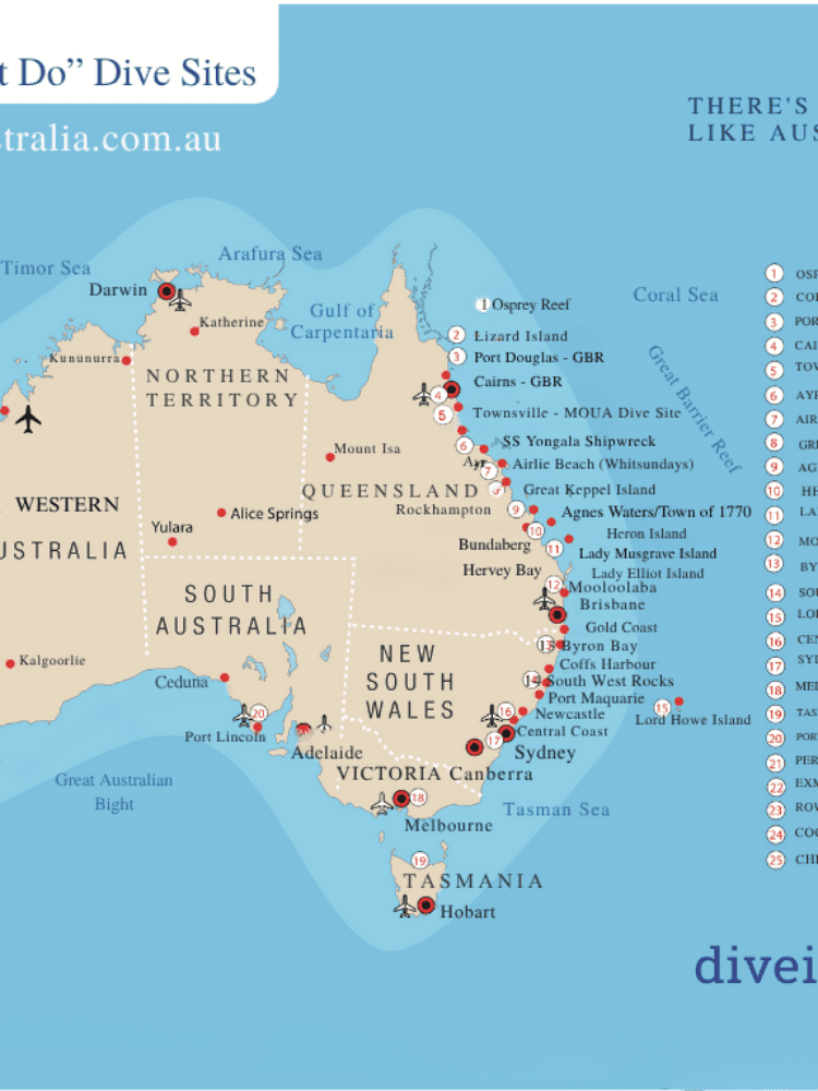 Dive Map of Australia